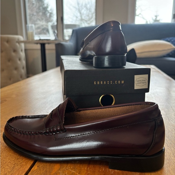 G.H. Bass Whitney Penny Loafers Burgundy Leather Size 6 Classic Preppy - Picture 5 of 5